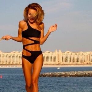 Topmelon - (Size S) Women's One Piece Asymmetrical Bandage Cutout Swimsuit